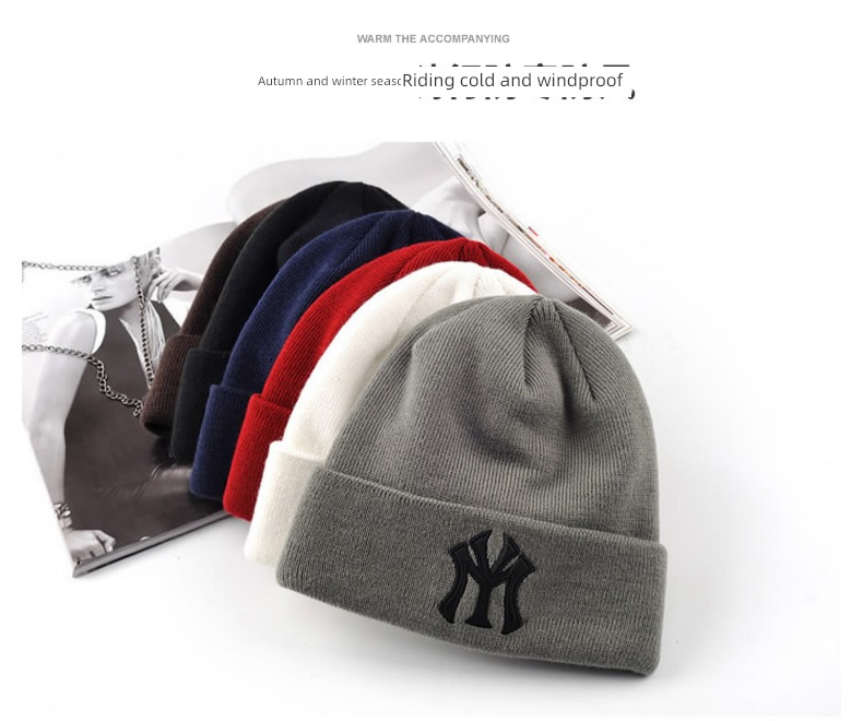 winter Men's style letter grey Plush female woolen hat