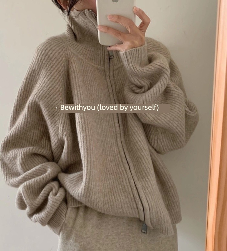 LOVELY Autumn and winter Wear out easy knitting High collar sweater