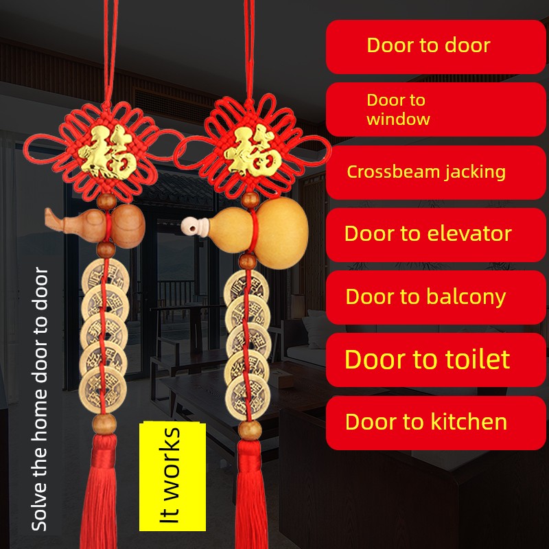 Gourd Pendant Natural Five Emperor Coins Decoration Resolve Neighbor Door-to-Door Bedroom Open Beam Toilet Car Blessing