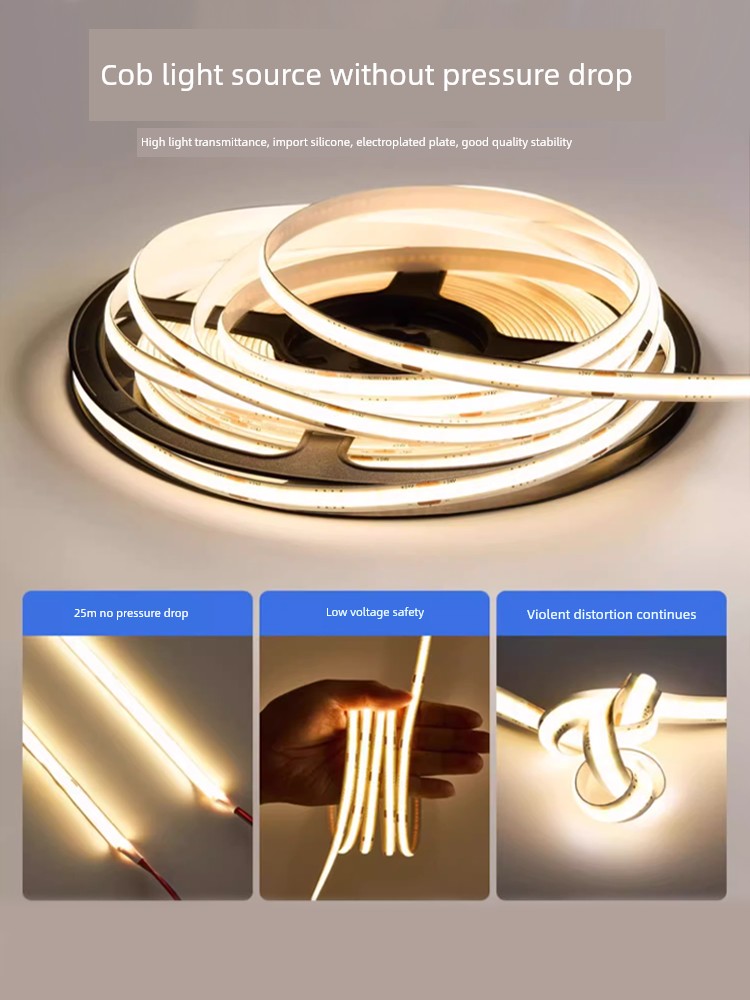 Pre-Installed Linear Light Aluminum Channel Cob Embedded Linear Light Double-Layer Ceiling Light Strip for Living Room