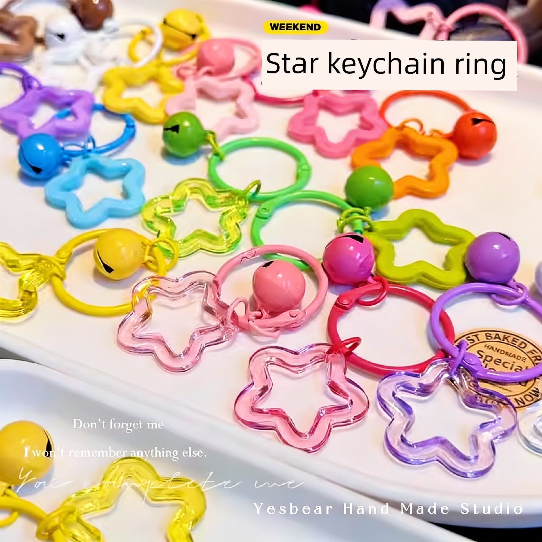 Painted Bead Keychain DIY Materials Pendant Small Accessories Ring Children's Bead Accessories Boredom Buster