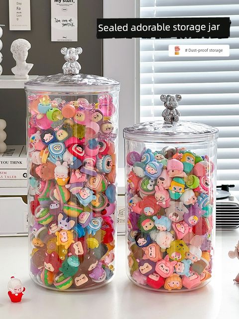 Mengli Storage Box Large Capacity Mini Figure Display Rack Sealed Candy Cane Ornament Store Rack Transparent Pang Bottle