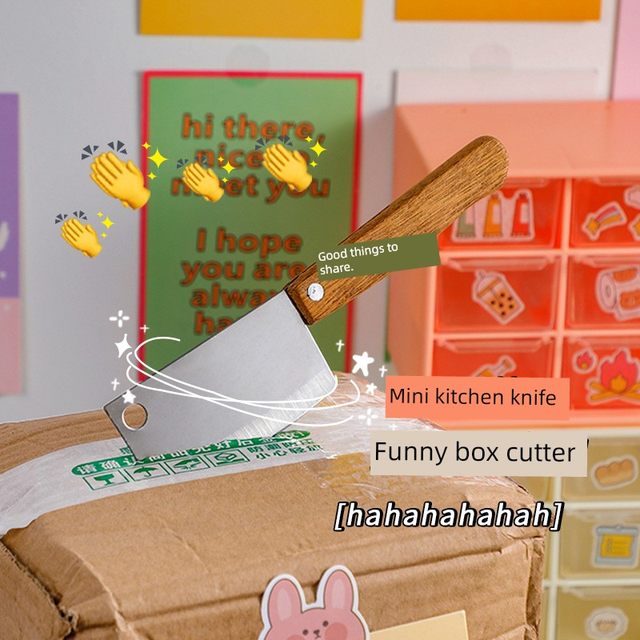 Japanese Ins cute mini kitchen knife disassembled express unboxing knife portable wooden handle fruit bread butter sauce knife