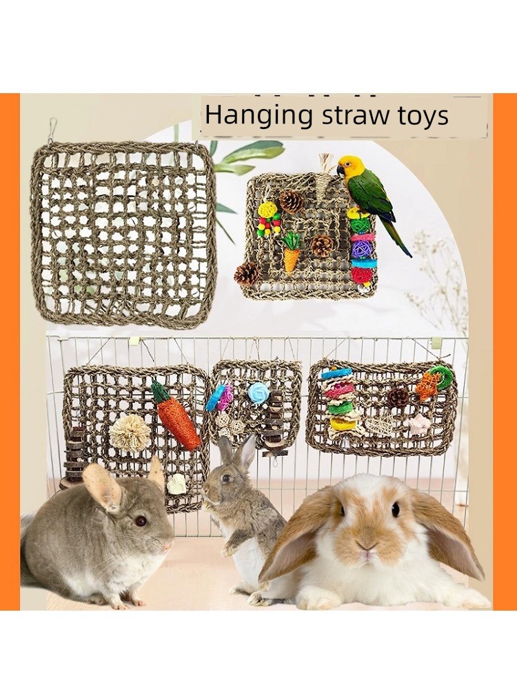兔子荷蘭豬龍貓編織草網磨牙啃咬玩具自嗨寵物玩具兔子解悶玩具自然草編織安全無毒給兔子磨牙解悶的最佳選擇