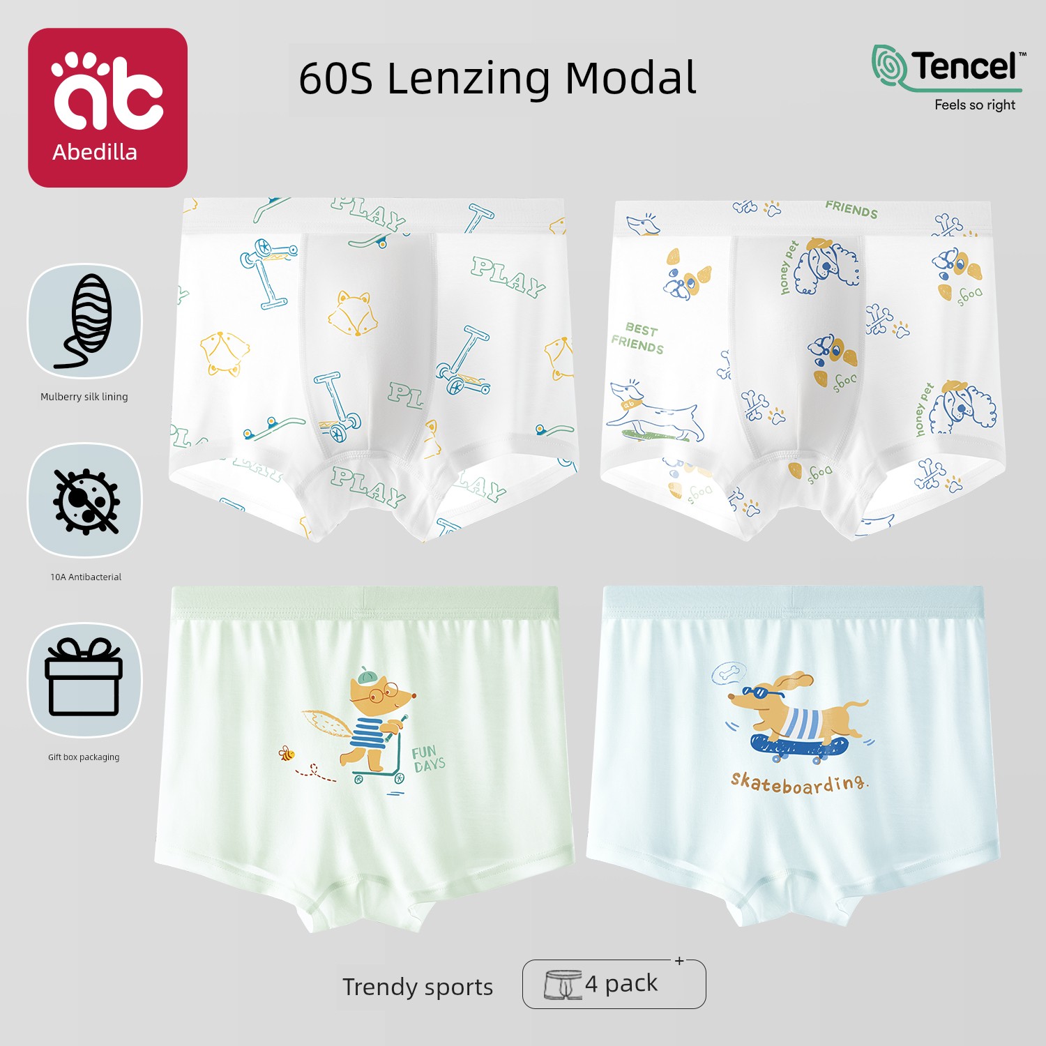 Children's Underwear for Boys, Lenzing Modal, Baby Boys' Ice Silk Boxer Shorts for 2-Year-Olds — 4