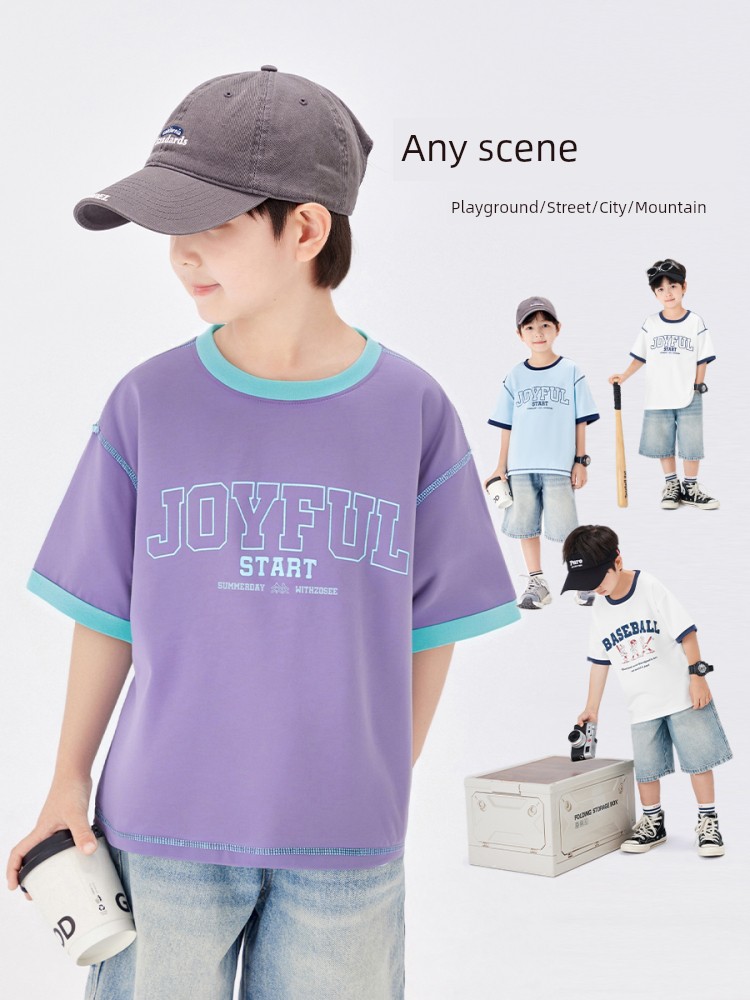 Zuoxi Children's Clothing Boys' Short-Sleeve T-Shirt Children's Long-Sleeve Base Shirt Autumn Wear 2026 New Model Boys' Big Kids' Top — 2