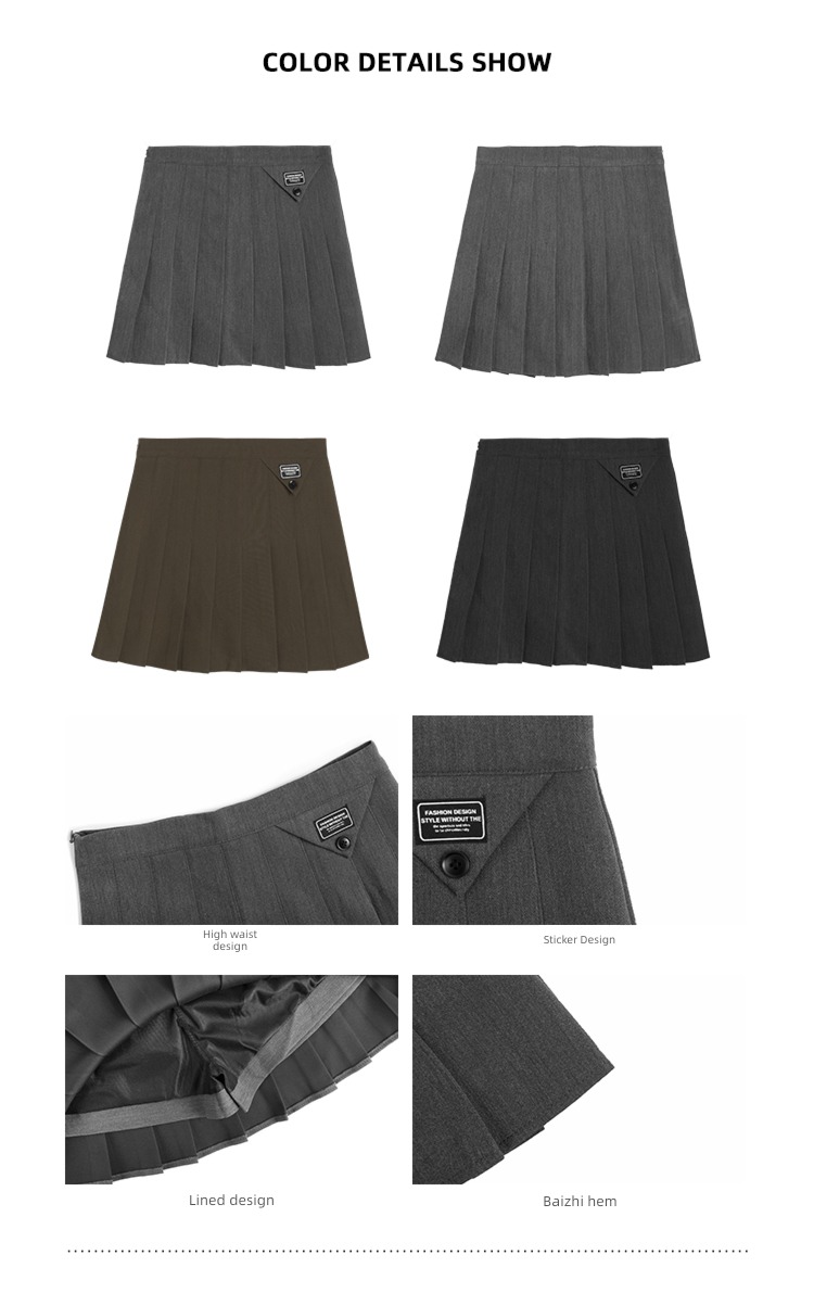Zeng Xiaoxian Women's wear grey early autumn Academic atmosphere Pleated skirt