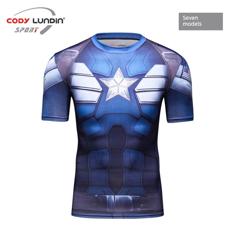 man quick-drying Tight fitting Training clothes Round neck Short sleeve T-shirt