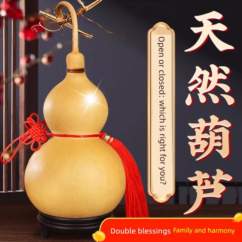 Natural Bottle Gourd Pendant Chinese Knot Real Hulu Opening Door to Door with Faucet Bring In Wealth and Treasure Large Hallway Living Room Decoration