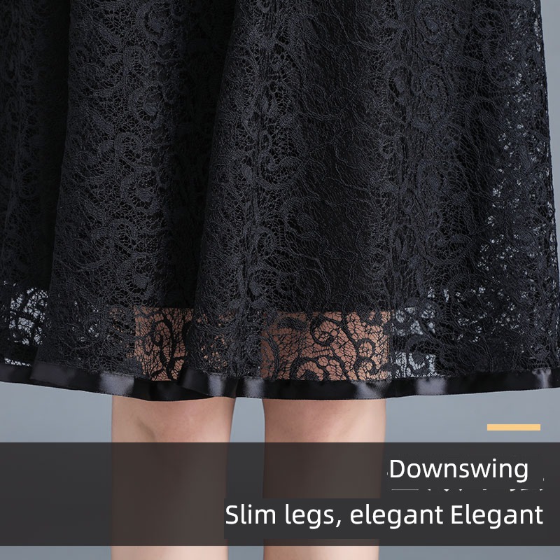 fashion spring Medium and long term Sagging sensation Umbrella skirt A word Lace