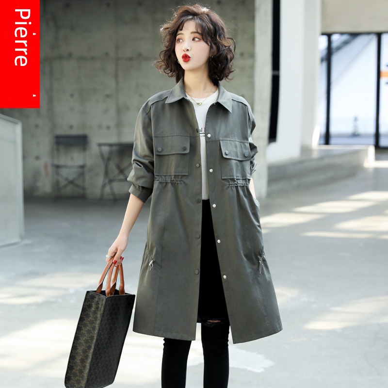 Medium and long term Casual and versatile work clothes loose coat Women Windbreaker