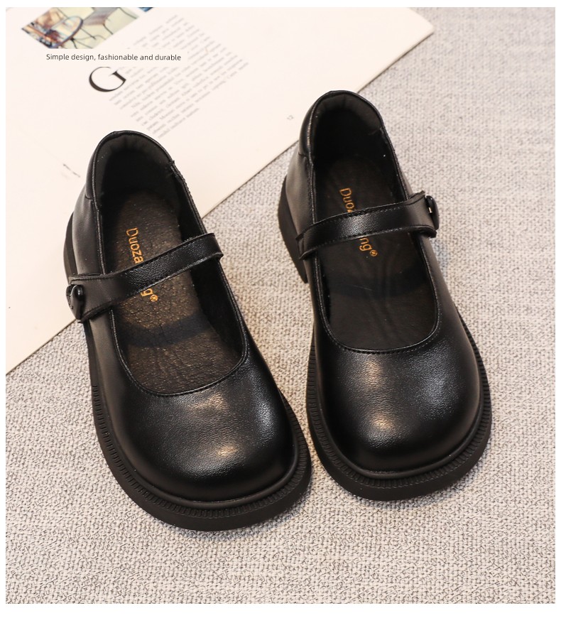Girls' Black Leather Shoes, Genuine Leather Princess Shoes, 2026 Spring and Autumn Children's Single Shoes, British Style Performance Shoes for Girls, — 3