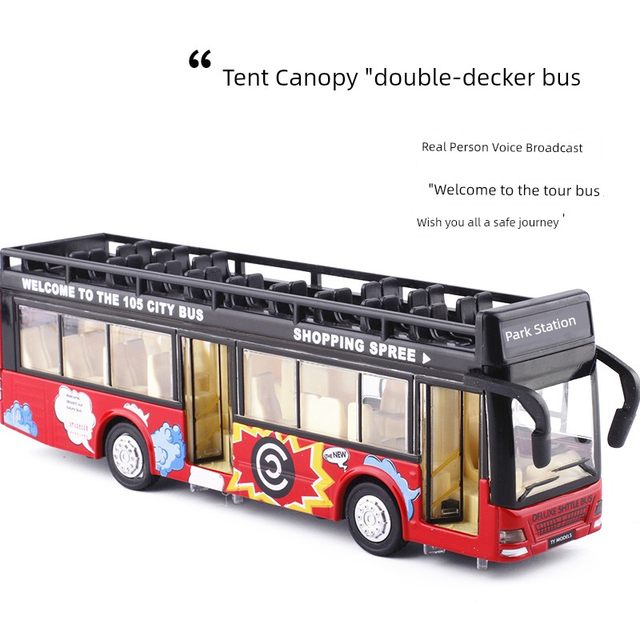 Large alloy voice double festival police car bus lengthen bus London bus double-decker tourist car model toy