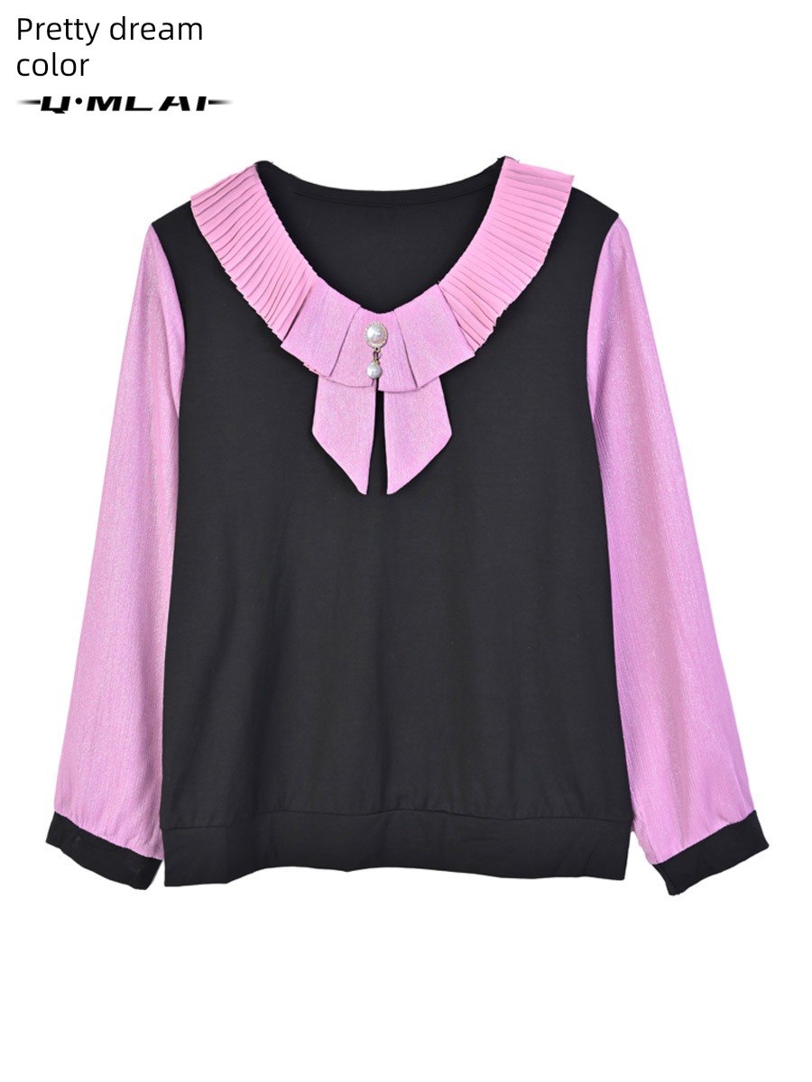 Overlapping wear ma'am Long sleeve Early autumn Mother dress shirt