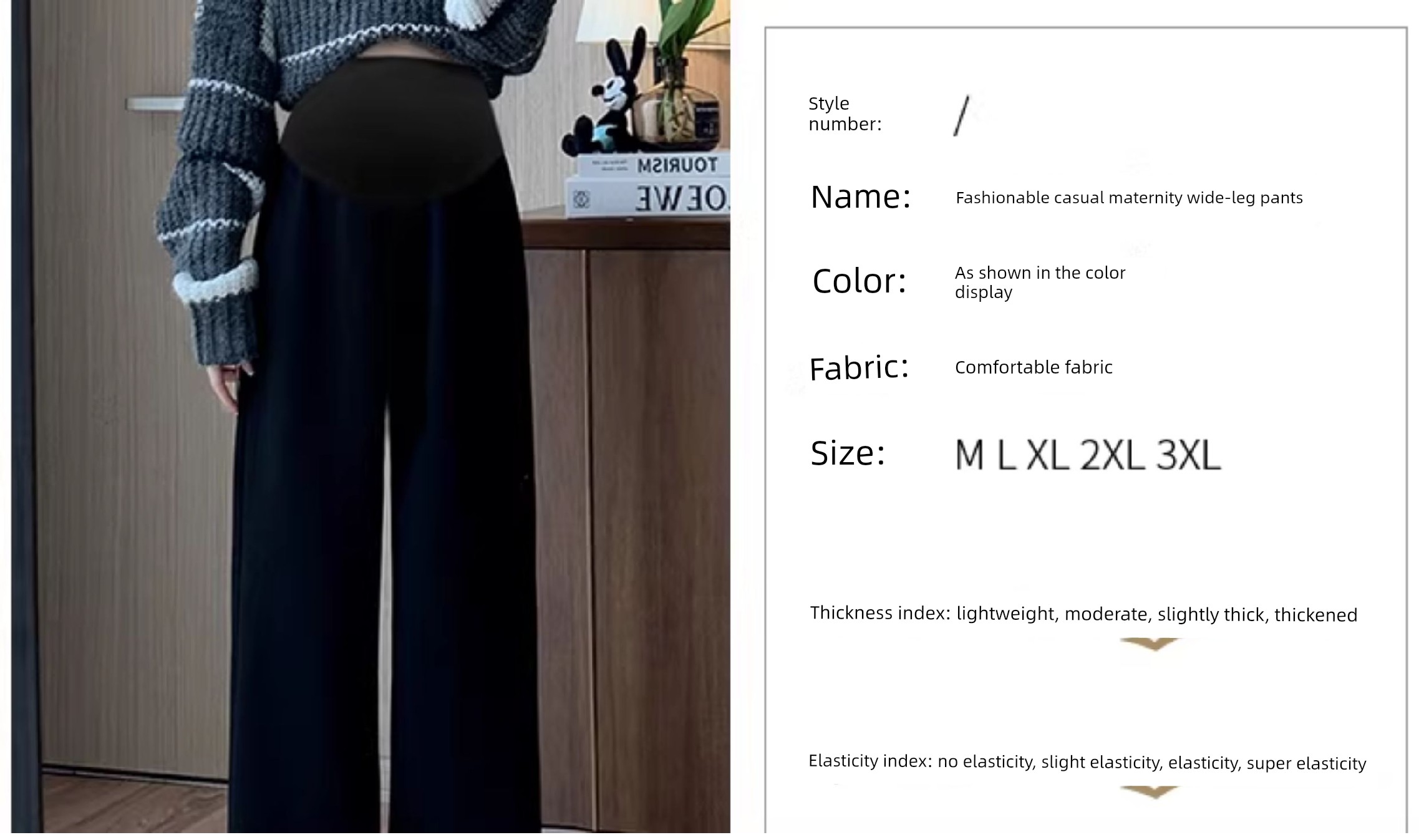 Maternity Autumn Pants for Spring and Autumn, Wide-Leg Pants for Outdoor Wear, Faux Cashmere, Casual Drapey Straight-Leg Pants, 2023 New Style — 23
