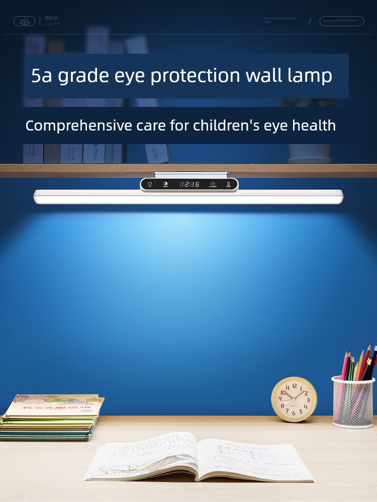 Wall-Mounted Eye-Protection Lamp, Study-Specific Full-Spectrum Rechargeable Long Strip Lamp for Students and Children, Desk Reading Magnetic Ceiling Light