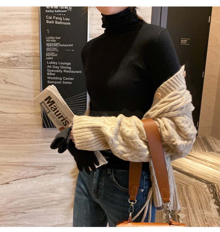 spring and autumn white Inner lap Foreign style Undershirt High collar sweater