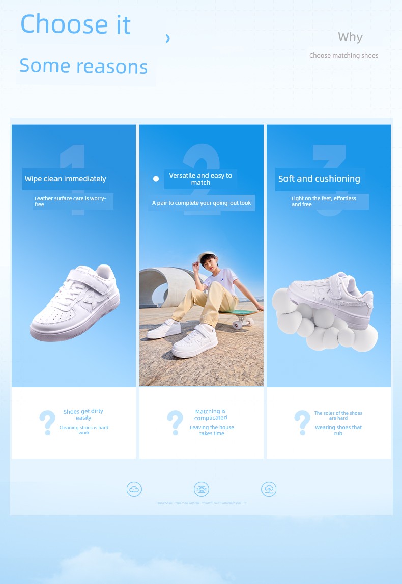 Xtep Children's Shoes, Kids' White Sneakers, Boys' Casual Shoes, New Spring and Autumn Models, Boys' Student White Sports Shoes, Girls' Shoes — 5