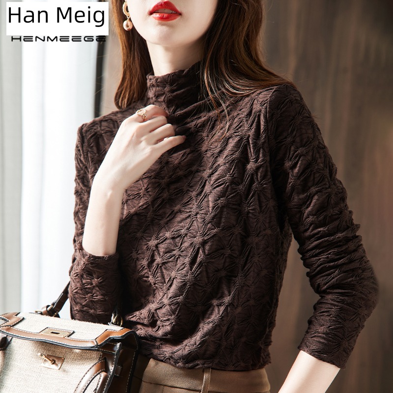 autumn ma'am black fashionable Foreign style Small shirt Lace