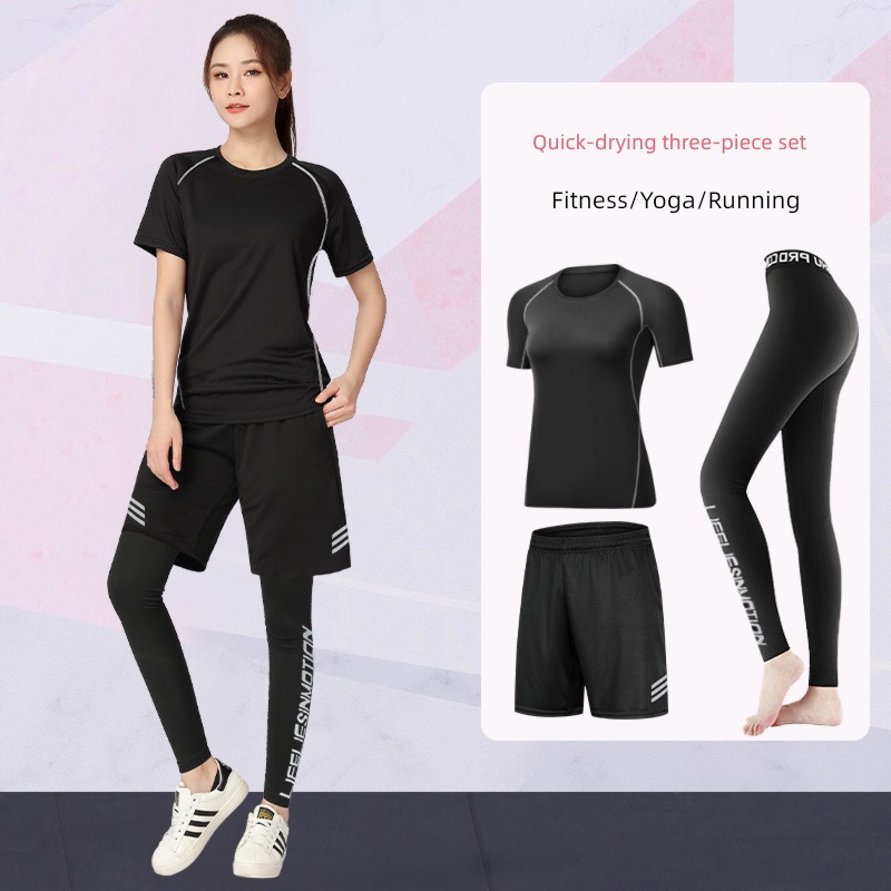 Sports suit female run Big size Tight fitting Yoga clothes Autumn and winter quick-drying clothes Fitness clothes Morning run Long sleeve jacket room
