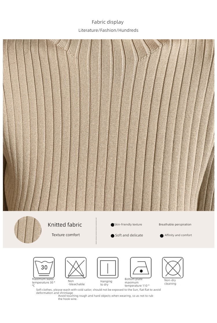 Half high collar Long sleeve Self-cultivation Autumn and winter a step Wool skirt
