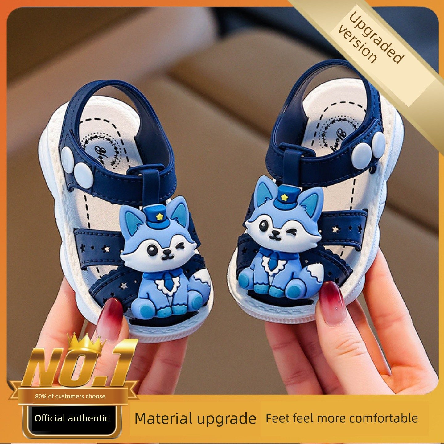 British Children's Sandals for Boys, Non-Slip and Odor-Resistant, for Girls Aged 0-1-3, Cartoon Closed-Toe Sandals Suitable for Water Activities — 5