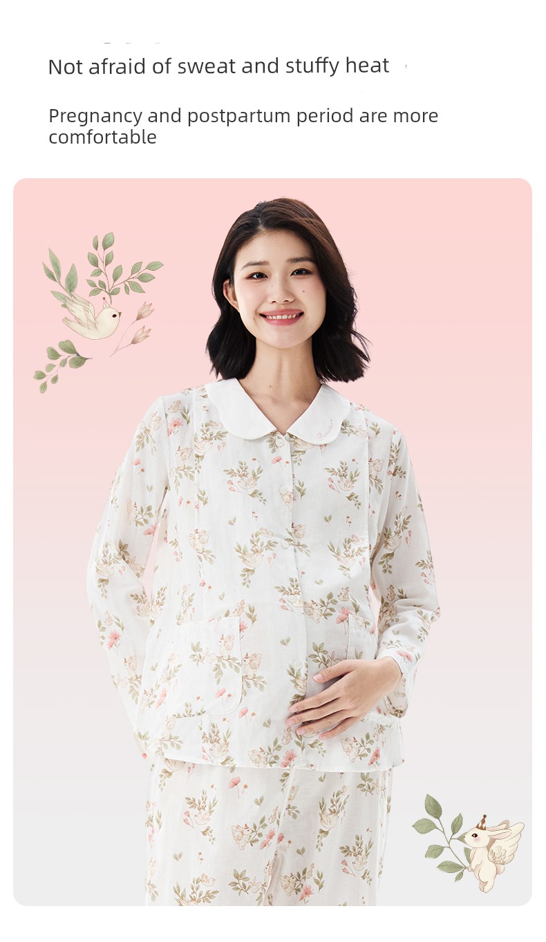 [New Product] Cotton Era Maternity Gauze Home Clothes Pure Cotton Comfortable Nursing and Postpartum Pajamas for Women — 11