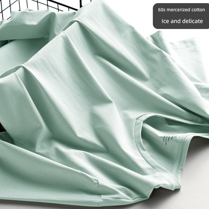 summer Thin money middle age V-neck Ice silk breathable Short sleeve T-shirt