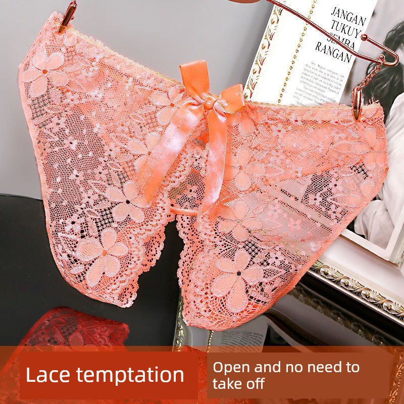 Couple's Shorts, Passionate Crotchless Panties, Thong with Opening, Sexy Mesh, Super Hot Thong Underwear, Lace for Women — 5