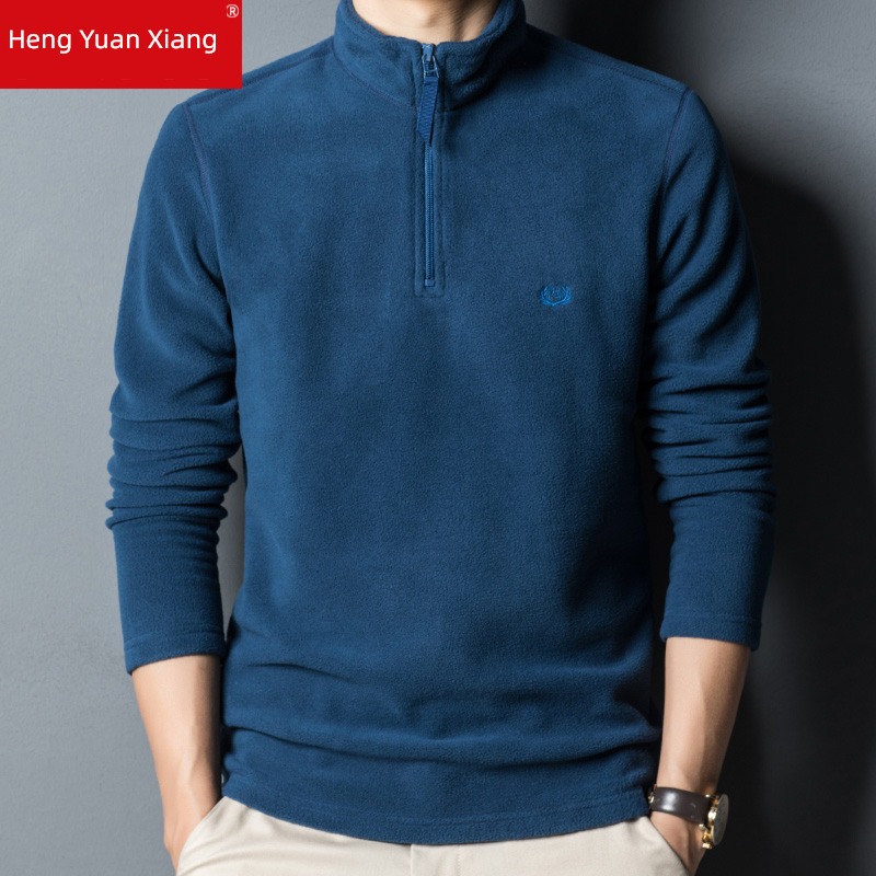 hyz  Half zipper spring and autumn Fleece Long sleeve T-shirt