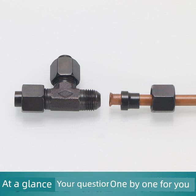Flare type tee oil pipe joint transition joint hydraulic horn 6/8/10/12/14/16 copper pipe joint