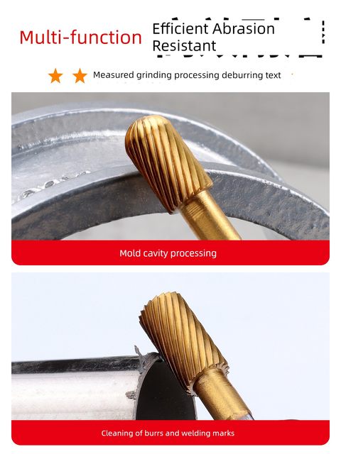 Titanium-plated tungsten steel rotary file cemented carbide milling cutter hole reaming drill bit inner grinding head stainless steel electric grinding tool