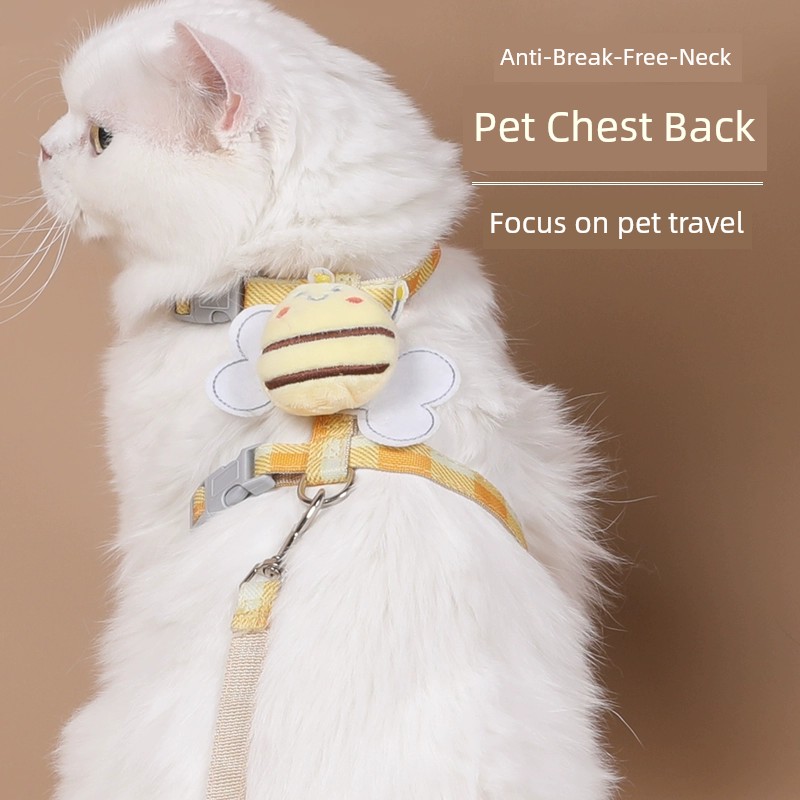 貓咪牽引繩子胸背帶防掙脫可愛背心式安全釦外出專用遛貓工字脖子