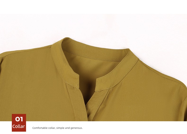 Early autumn easy Foreign style stand collar Chiffon Long sleeve shirt
