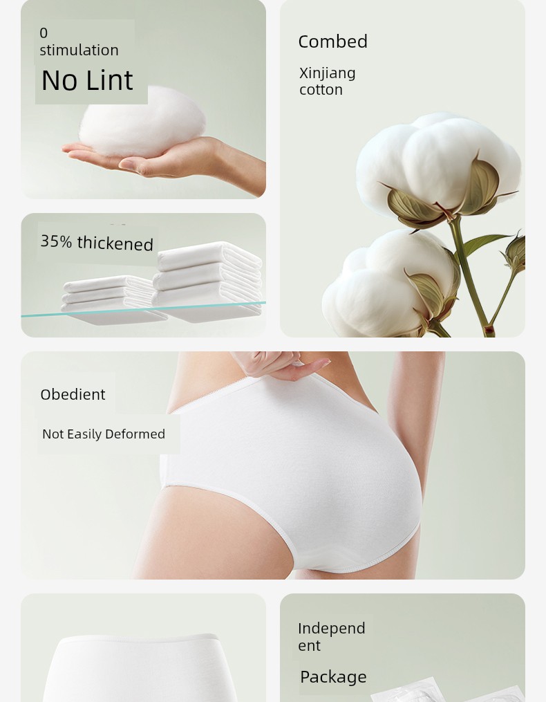 【New Customer】October Crystal Disposable Underwear, Pure Cotton, Mid-High Waist, Women's Style, No-Wash, Ready-To-Wear, Eo, Postpartum, Maternity — 7