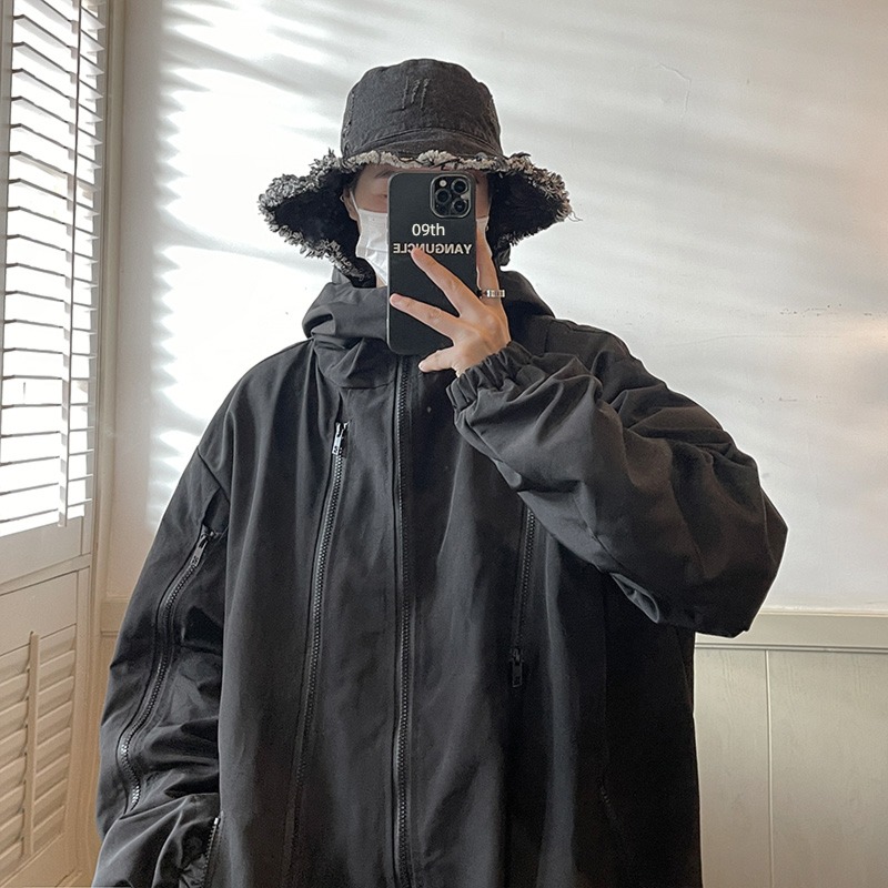 Chaopai Functional wind Black Warrior the fat Hooded outdoors