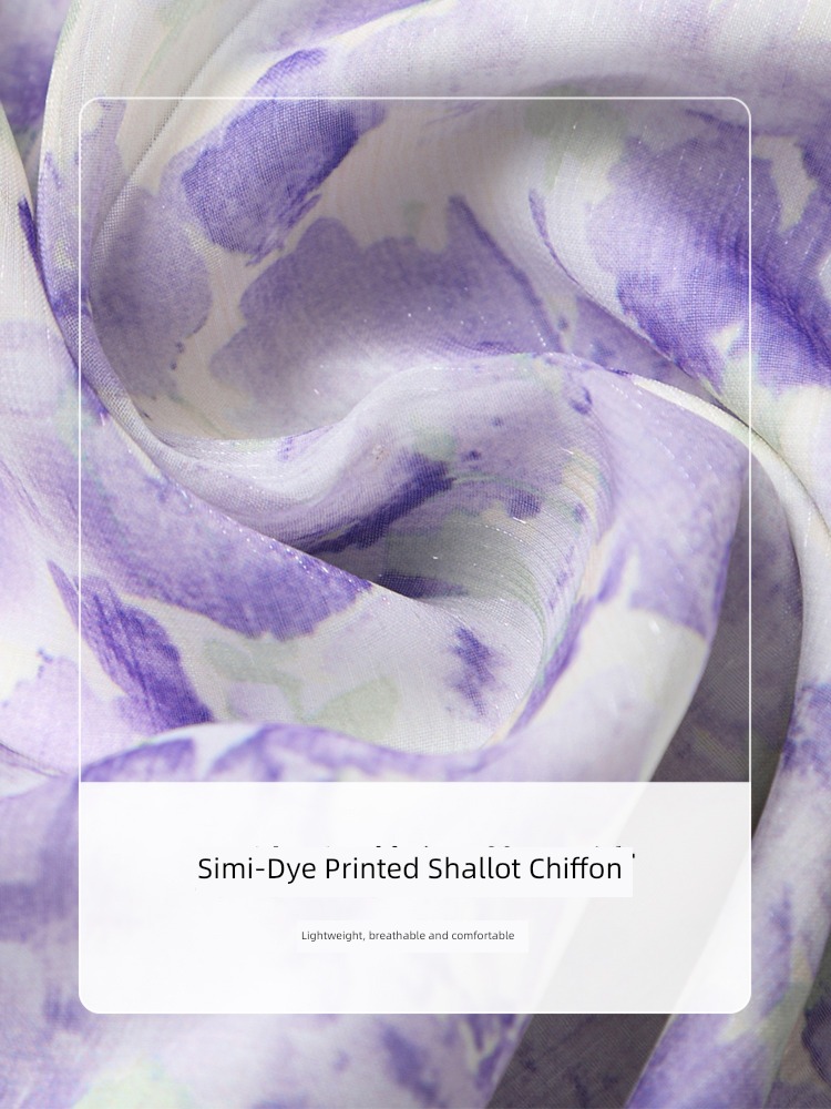 Poetic thread French purple Broken flower Chiffon shirt jacket female 2023 The new spring bishop sleeve Foreign style 61618