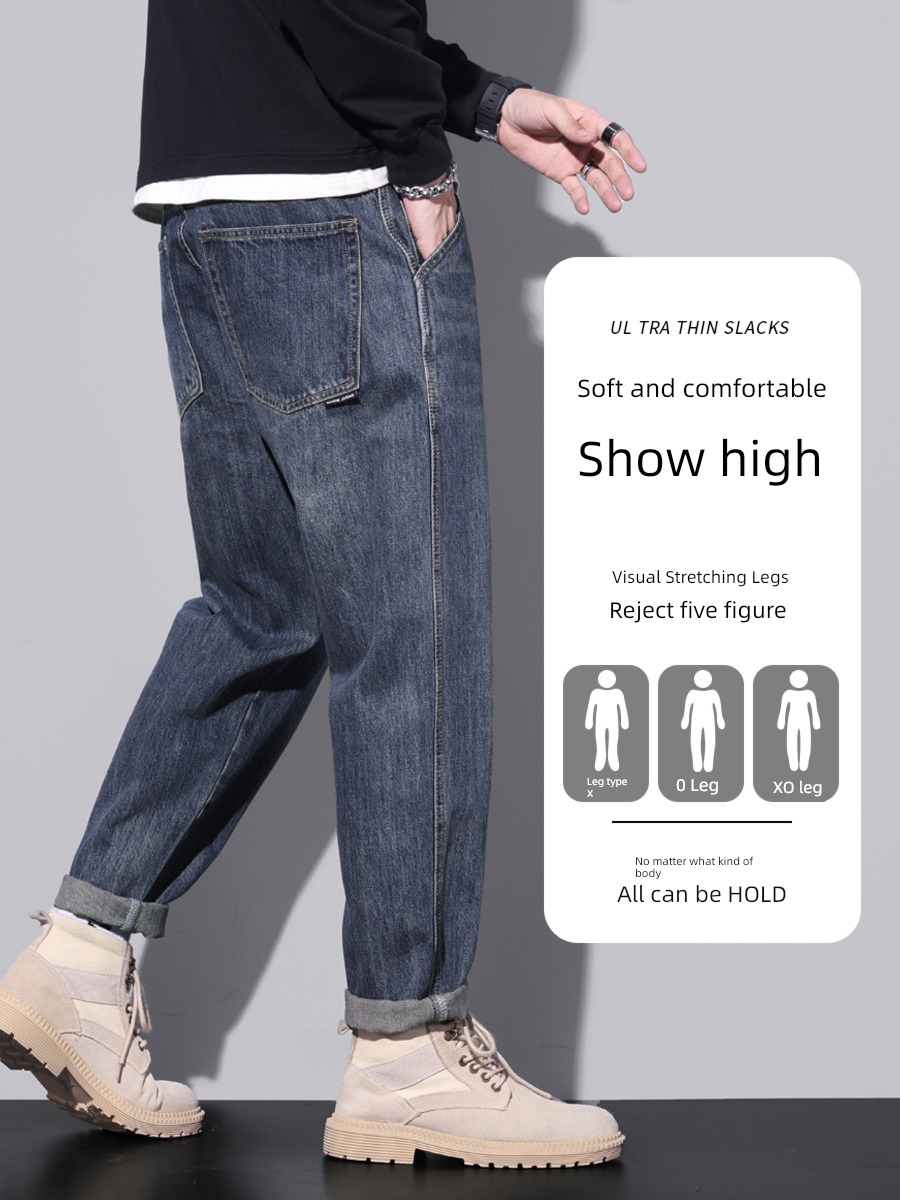 Chaopai Nine points Plush Long pants Straight cylinder winter work clothes