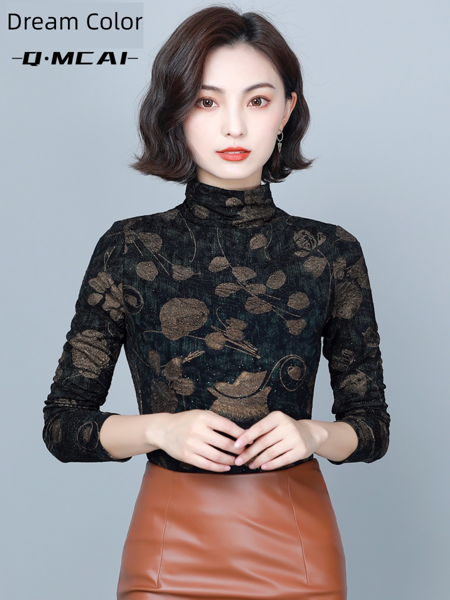 Autumn and winter thickening ma'am fashion Long sleeve T-shirt Undershirt