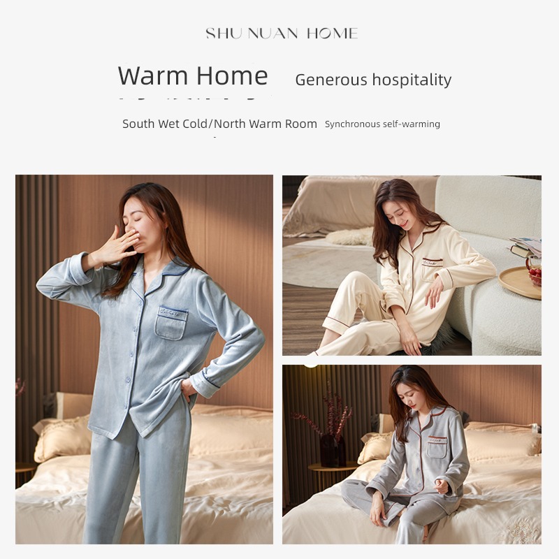 ma'am Winter money thickening keep warm Coral velvet autumn pajamas