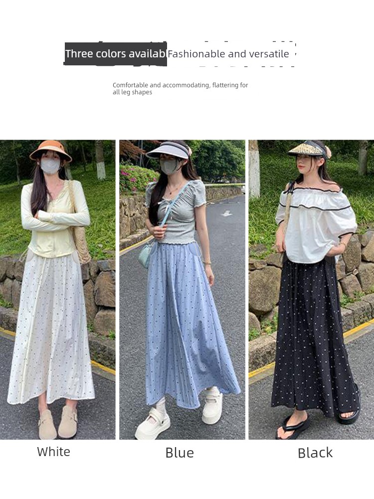 Maternity Pants for Summer, Thin Style for Outerwear, 2026 New Model, Polka Dot Skirt-Pants for Pregnant Women, No Belly Support, Drawstring Wide-Leg — 4