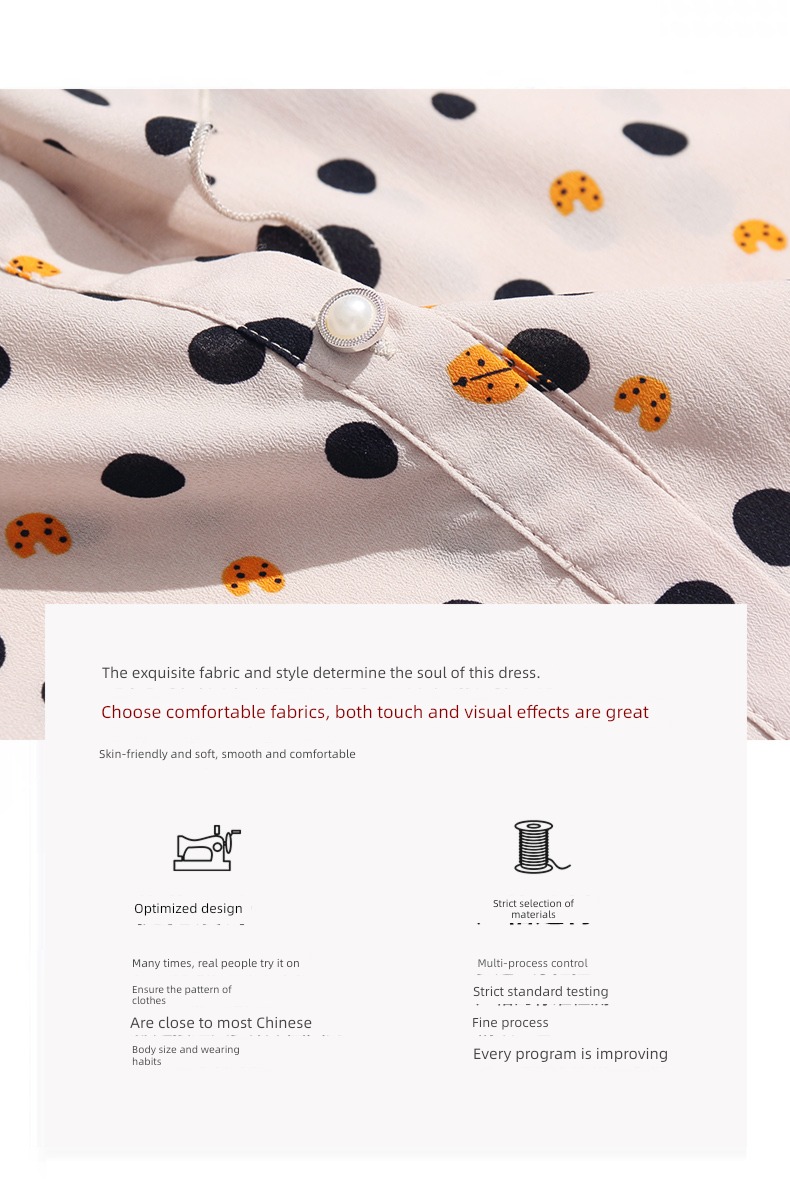 Age reduction 2022 autumn Long sleeve temperament Wave point shirt