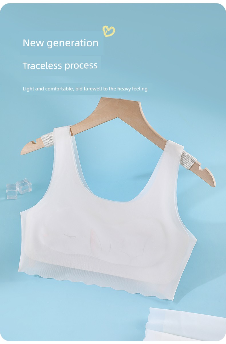 MiiOW Girl Puberty Stage 1 Intimates Primary School Students Summer Thin Section Traceless Young Adult Kids Ice Silk Vest — 9