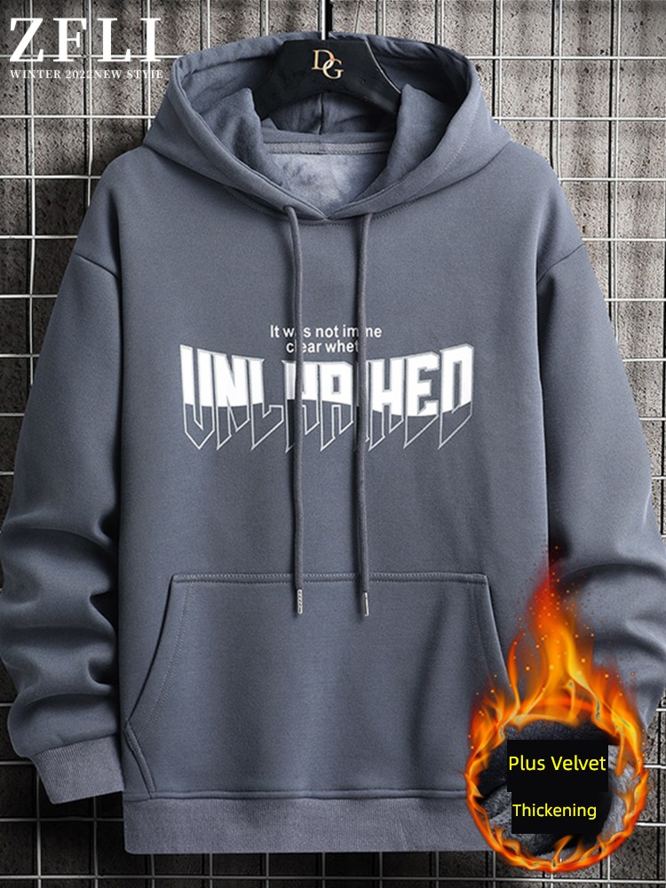Loose letter printing winter keep warm Hooded Sweater