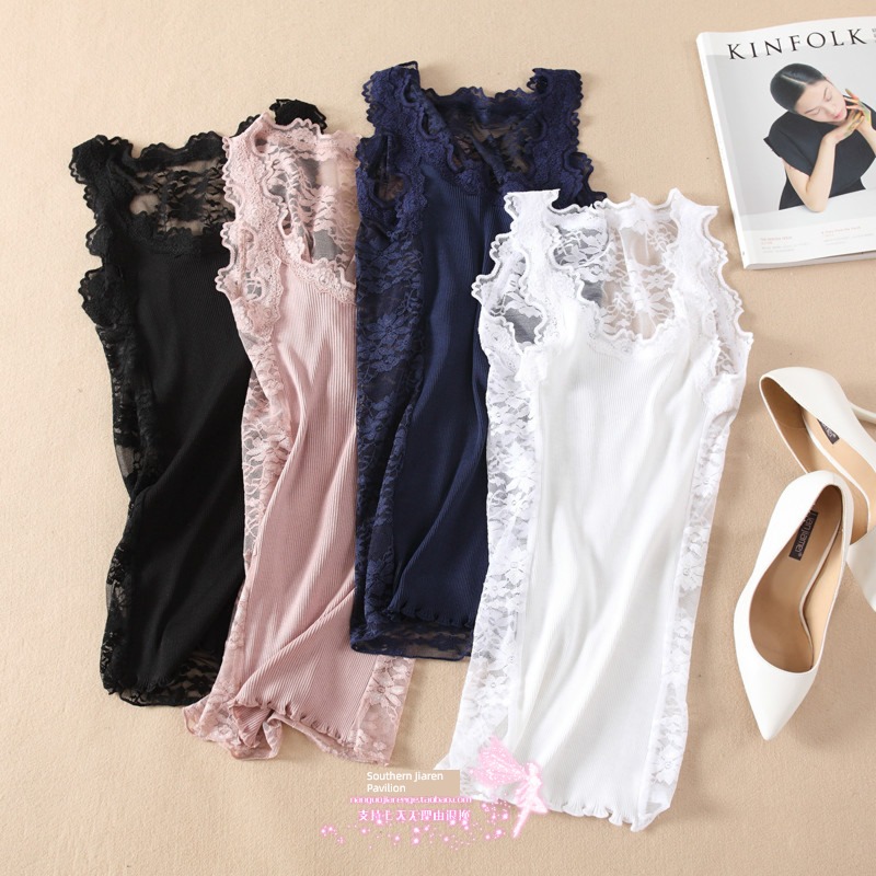 back Hollow out Self-cultivation lace female jacket Halter tops