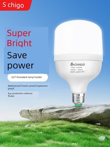 Zhigao Ultra-Bright Led Light Bulb E27 Screw Base Household Energy-Saving Lamp White Light High-Power Factory Workshop L