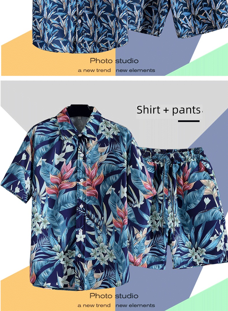 tide suit Hawaii on vacation seaside sandy beach Short sleeve