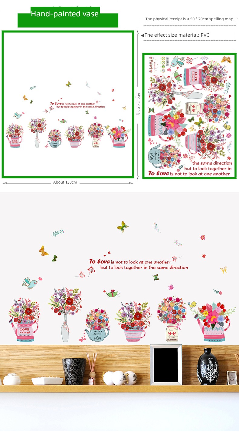 Northern Europe fresh Wall stickers movable Refrigerator paper hanging basket Potted plants