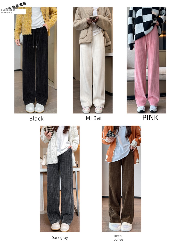 Autumn and winter thickening easy leisure time chenille  Wide leg pants