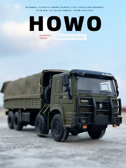 JKM1/64 Howo 8X8 integrated metal car model balance shaft military truck toy car collection gift ornaments